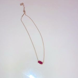 Kendra Scott Elisa Pendant Red Kyocera Opal Gold Chain